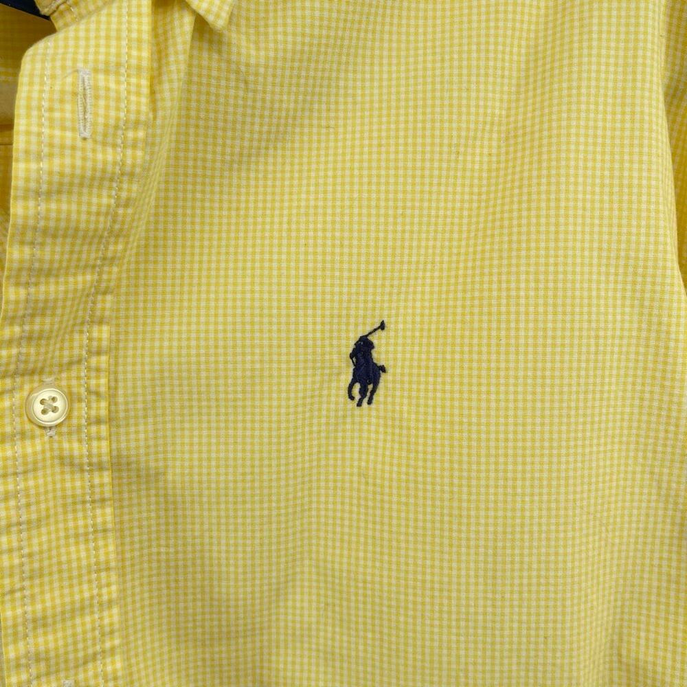 Polo Ralph Lauren Men’s Yellow Gingham Button Down Oxford Shirt Pony Logo Large - Picture 3 of 10